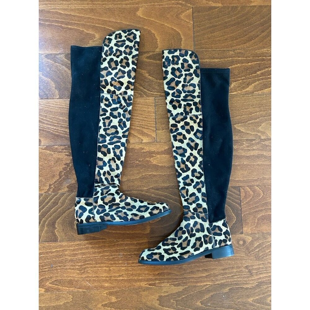 Vaneli Y2K Leopard Print Over the Knee High‎ Boots 5.5 leather Animal Print NEW - Picture 2 of 5